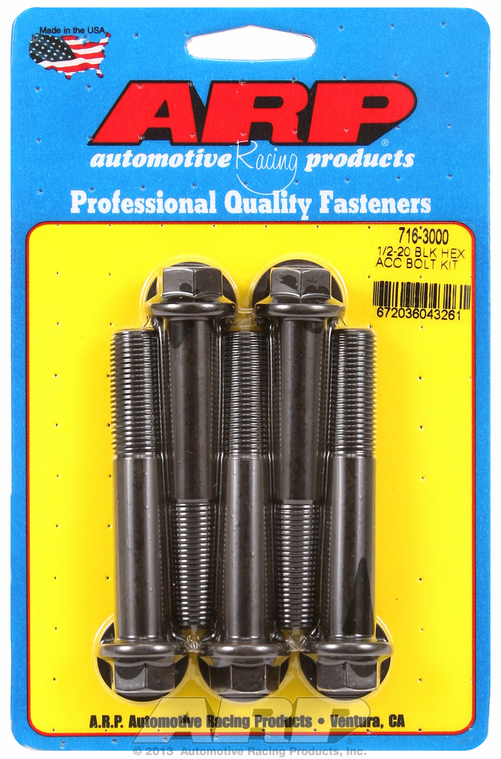 1/2-20 x 3.000 hex black oxide bolts