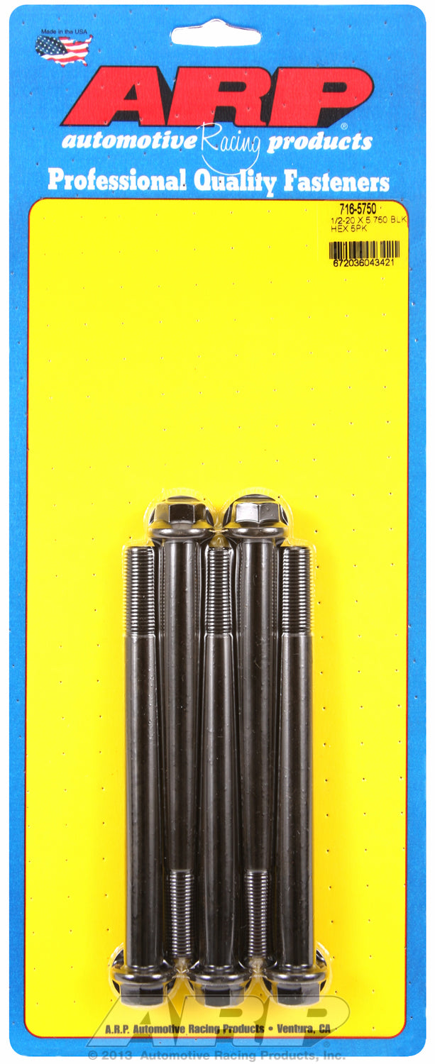 1/2-20 x 5.750 hex black oxide bolts