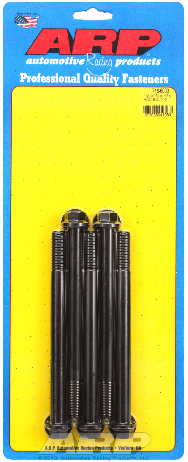 1/2-20 x 6.000 hex black oxide bolts