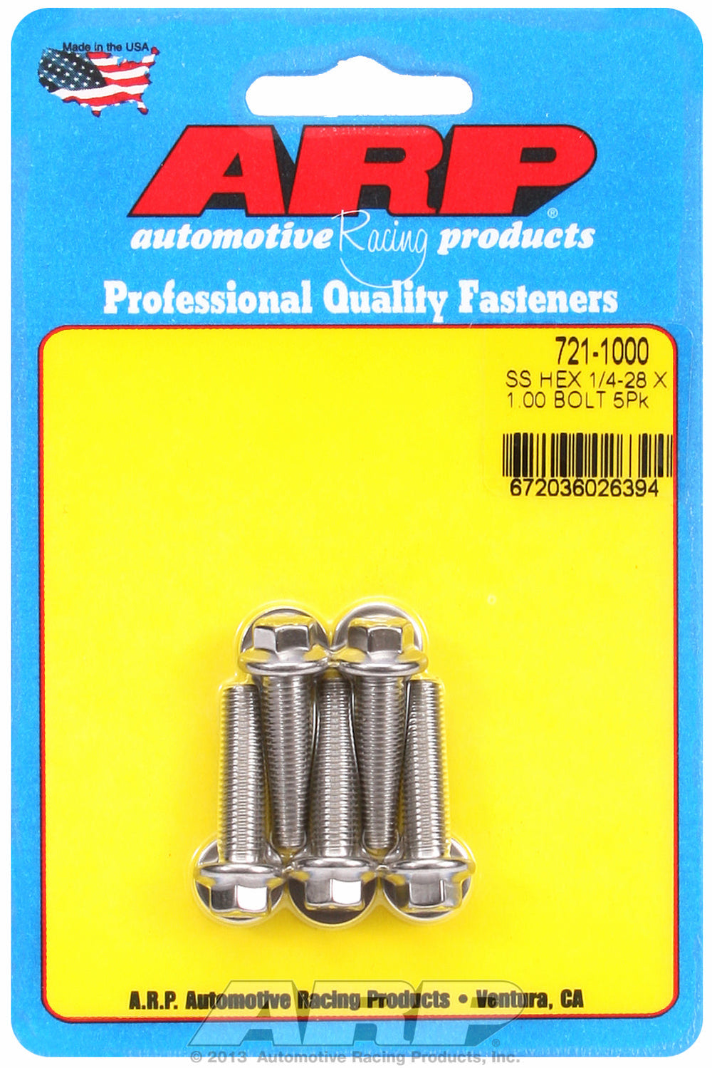 1/4-28 x 1.000 hex SS bolts