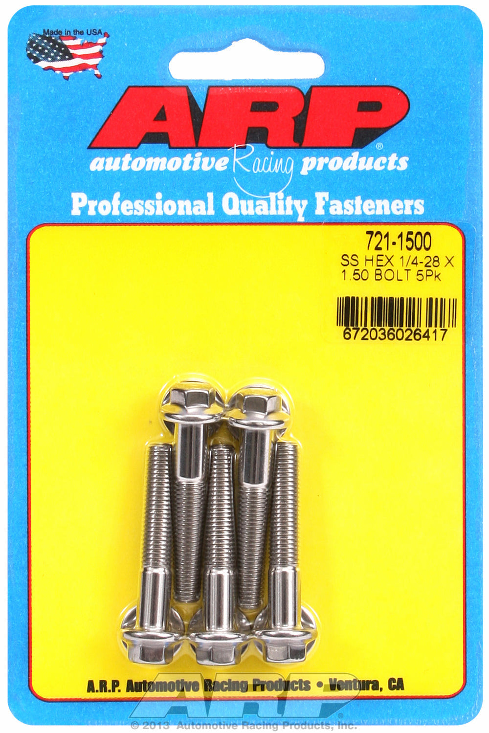 1/4-28 x 1.500 hex SS bolts