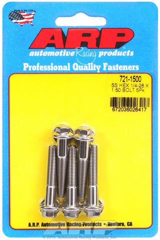 1/4-28 x 1.500 hex SS bolts