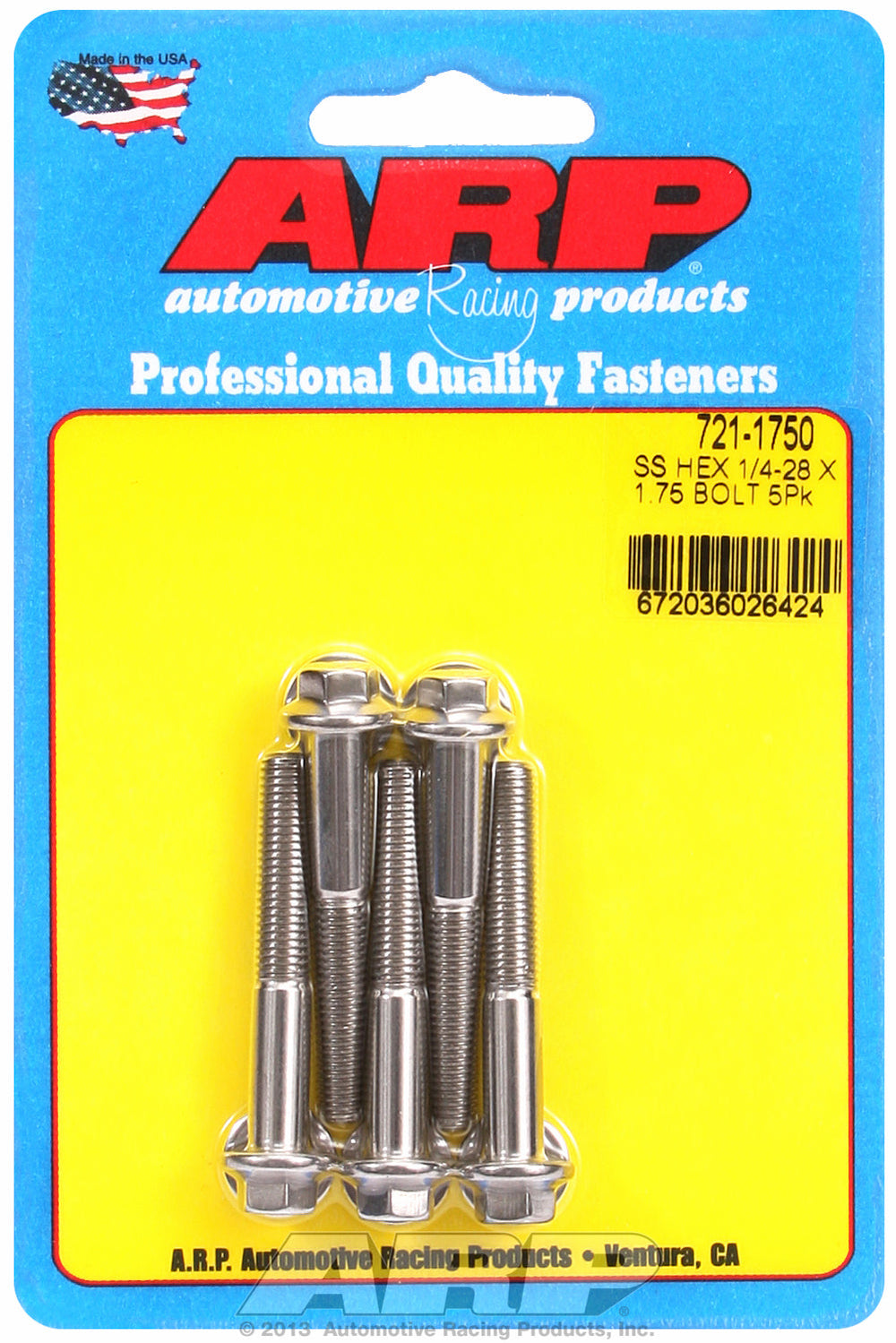 1/4-28 x 1.750 hex SS bolts