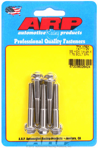 1/4-28 x 1.750 hex SS bolts