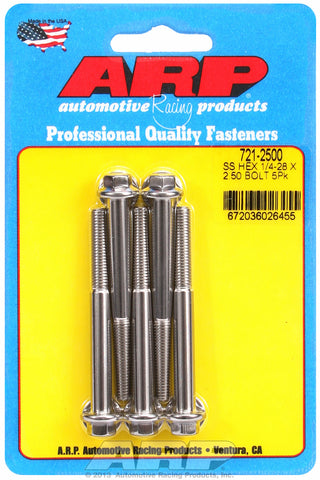 1/4-28 x 2.500 hex SS bolts