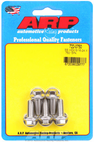 5/16-24 x .750 hex SS bolts