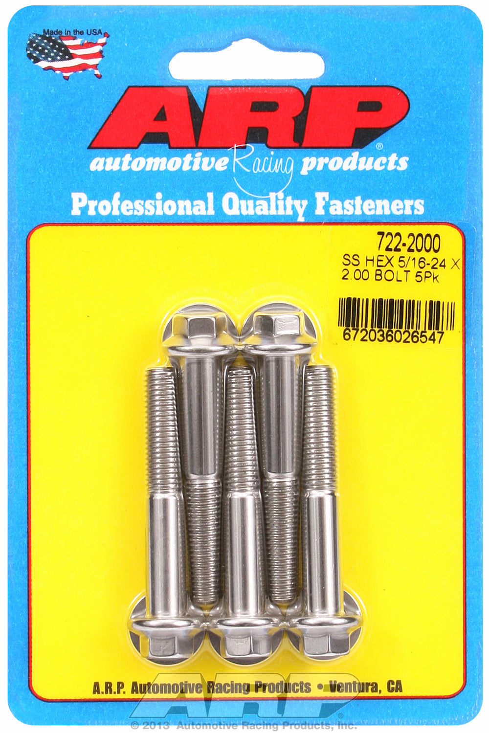 5/16-24 x 2.000 hex SS bolts