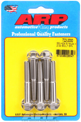 5/16-24 x 2.000 hex SS bolts
