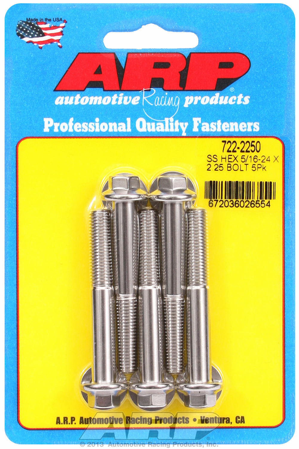 5/16-24 x 2.250 hex SS bolts