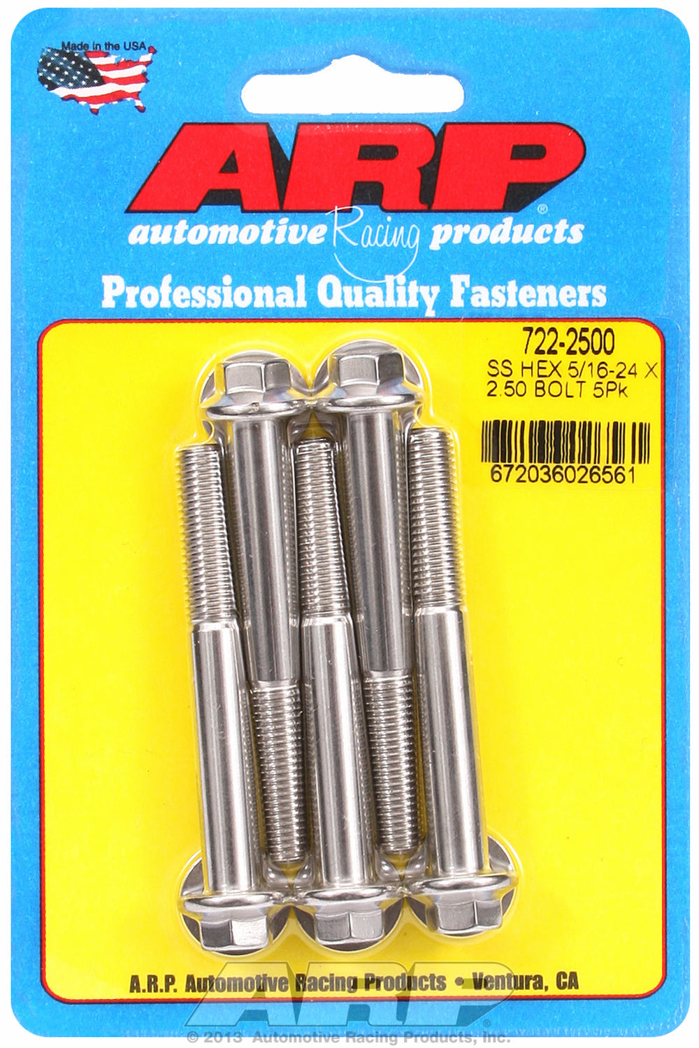 5/16-24 x 2.500 hex SS bolts