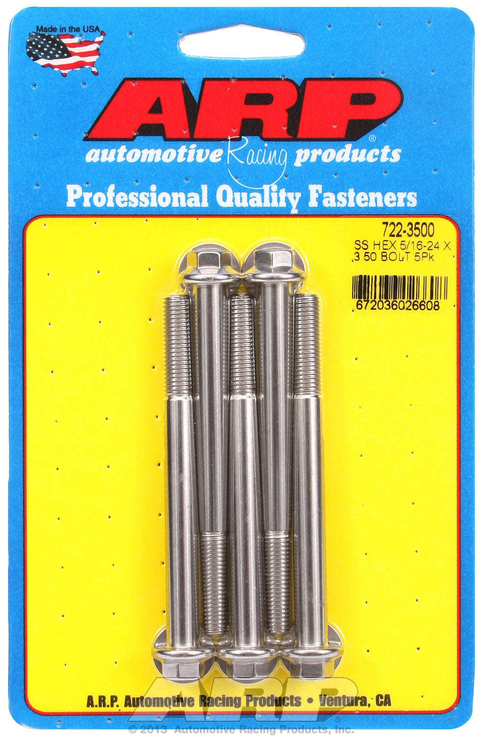 5/16-24 x 3.500 hex SS bolts