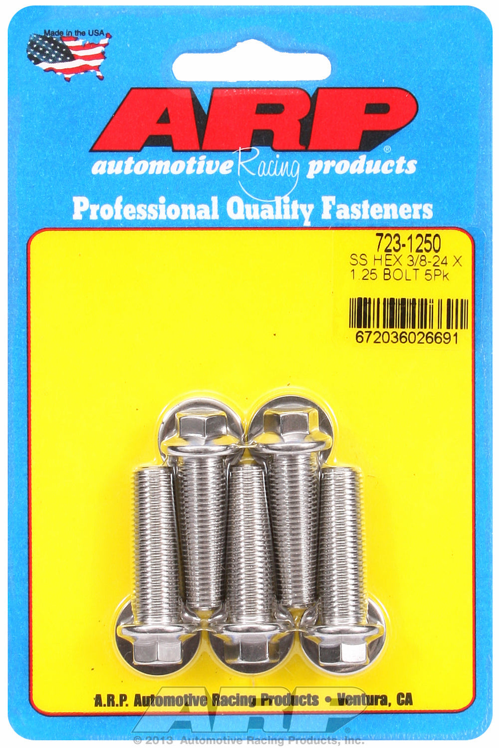 3/8-24 x 1.250 hex SS bolts