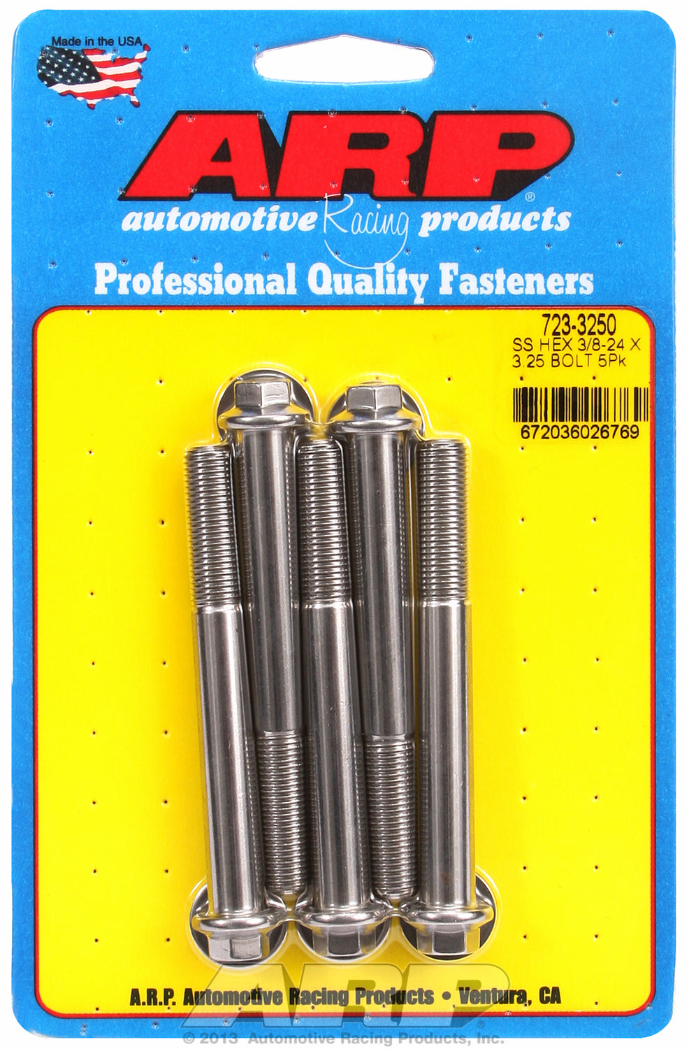 3/8-24 x 3.250 hex SS bolts