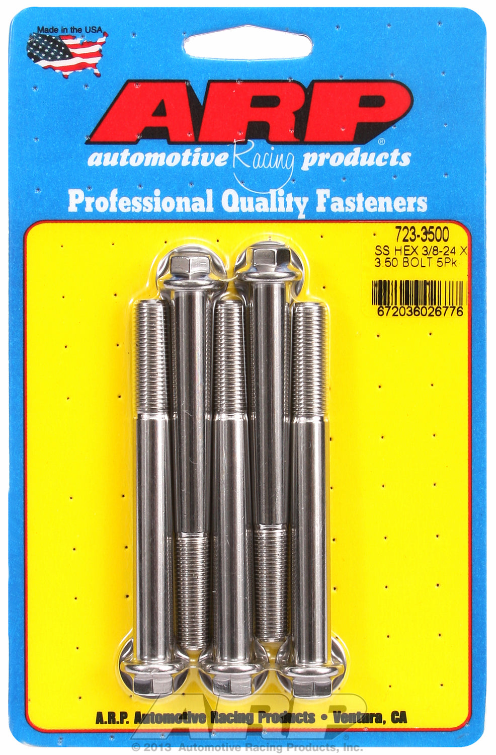 3/8-24 x 3.500 hex SS bolts