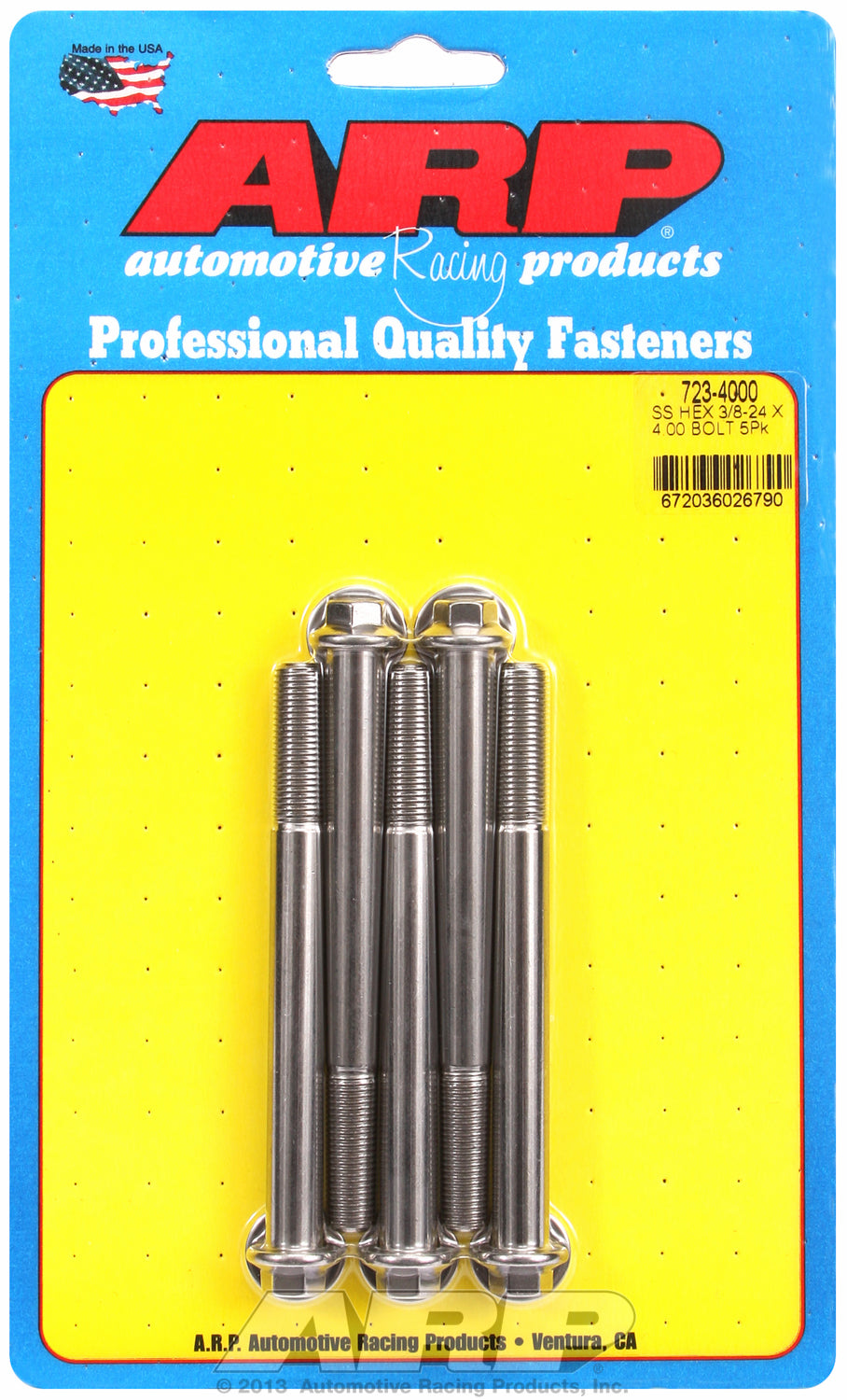 3/8-24 x 4.000 hex SS bolts