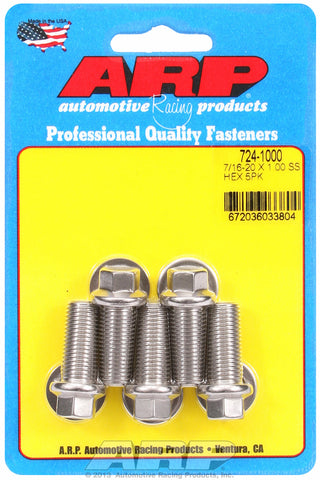 7/16-20 x 1.000 hex SS bolts