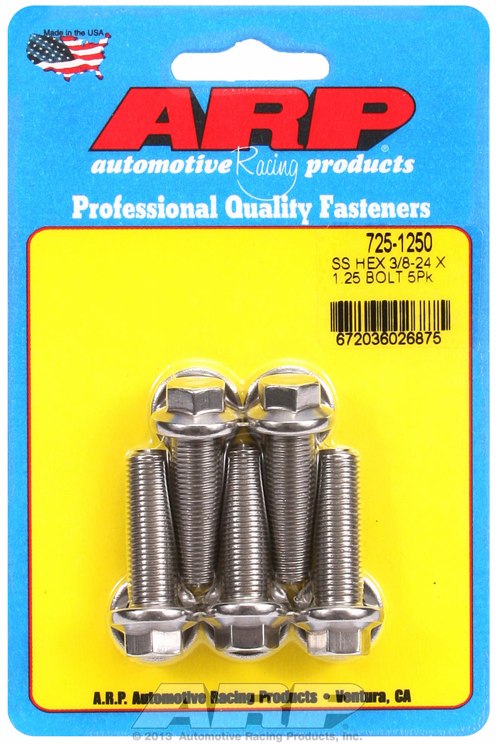 3/8-24 x 1.250 hex 7/16 wrenching SS bolts