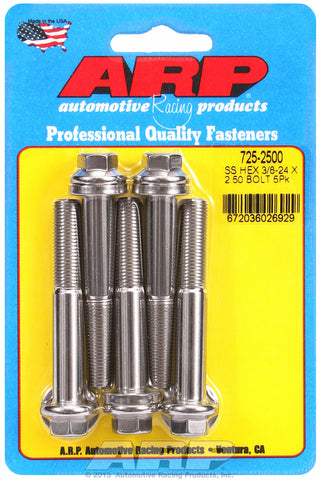 3/8-24 x 2.500 hex 7/16 wrenching SS bolts