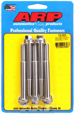 3/8-24 x 3.500 hex 7/16 wrenching SS bolts