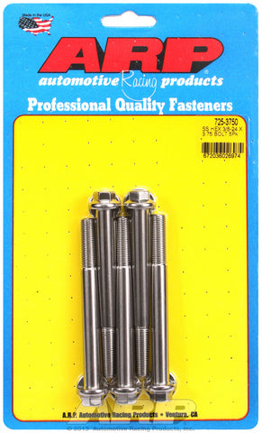 3/8-24 x 3.750 hex 7/16 wrenching SS bolts