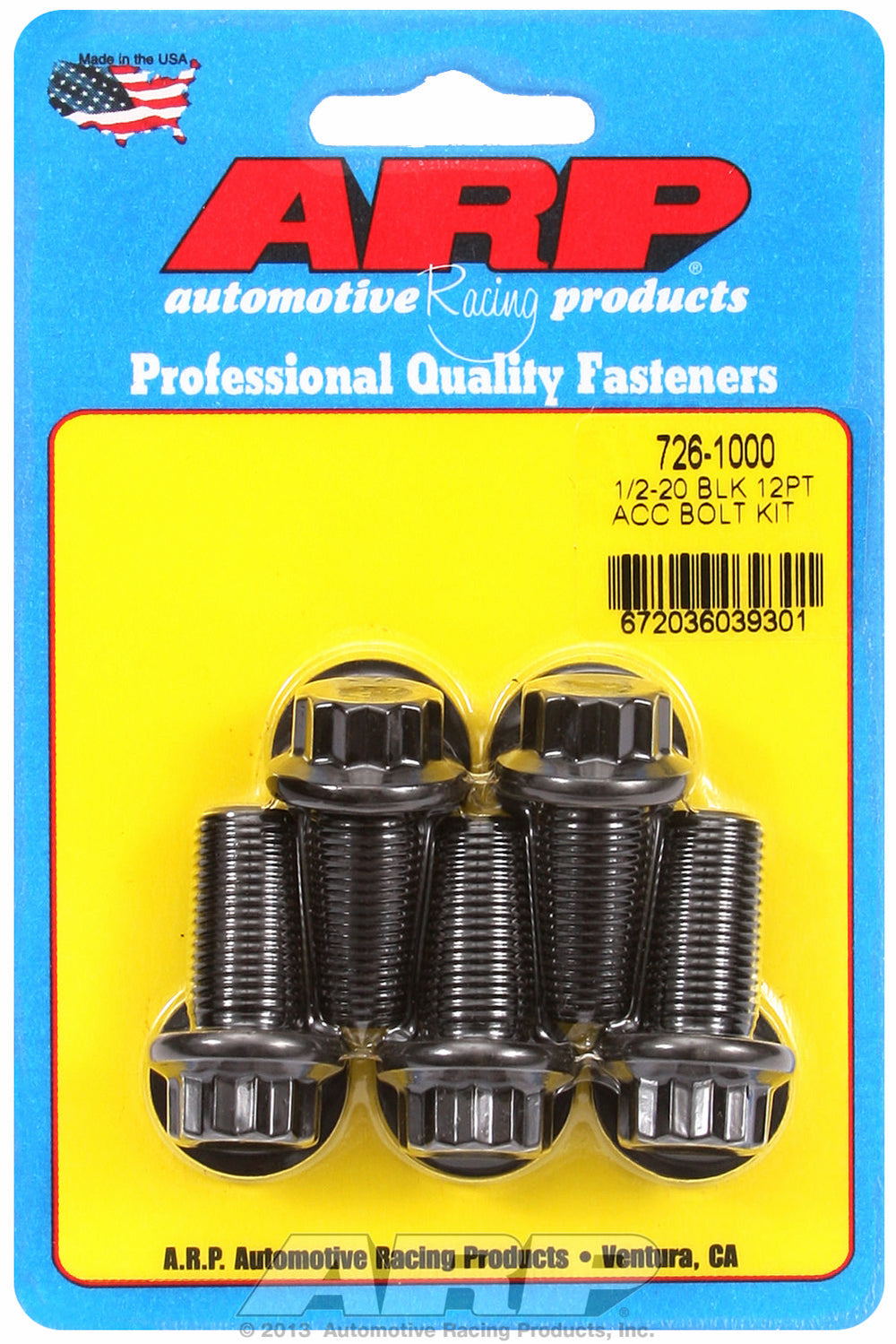 1/2-20 x 1.000 12pt black oxide bolts