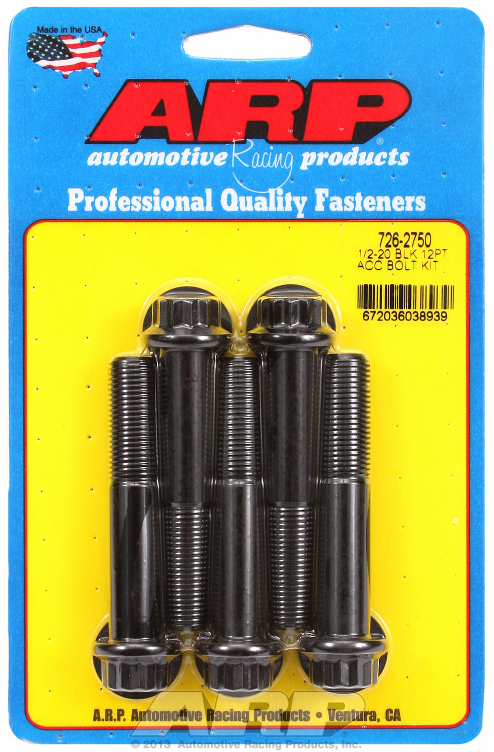 1/2-20 x 2.750 12pt black oxide bolts