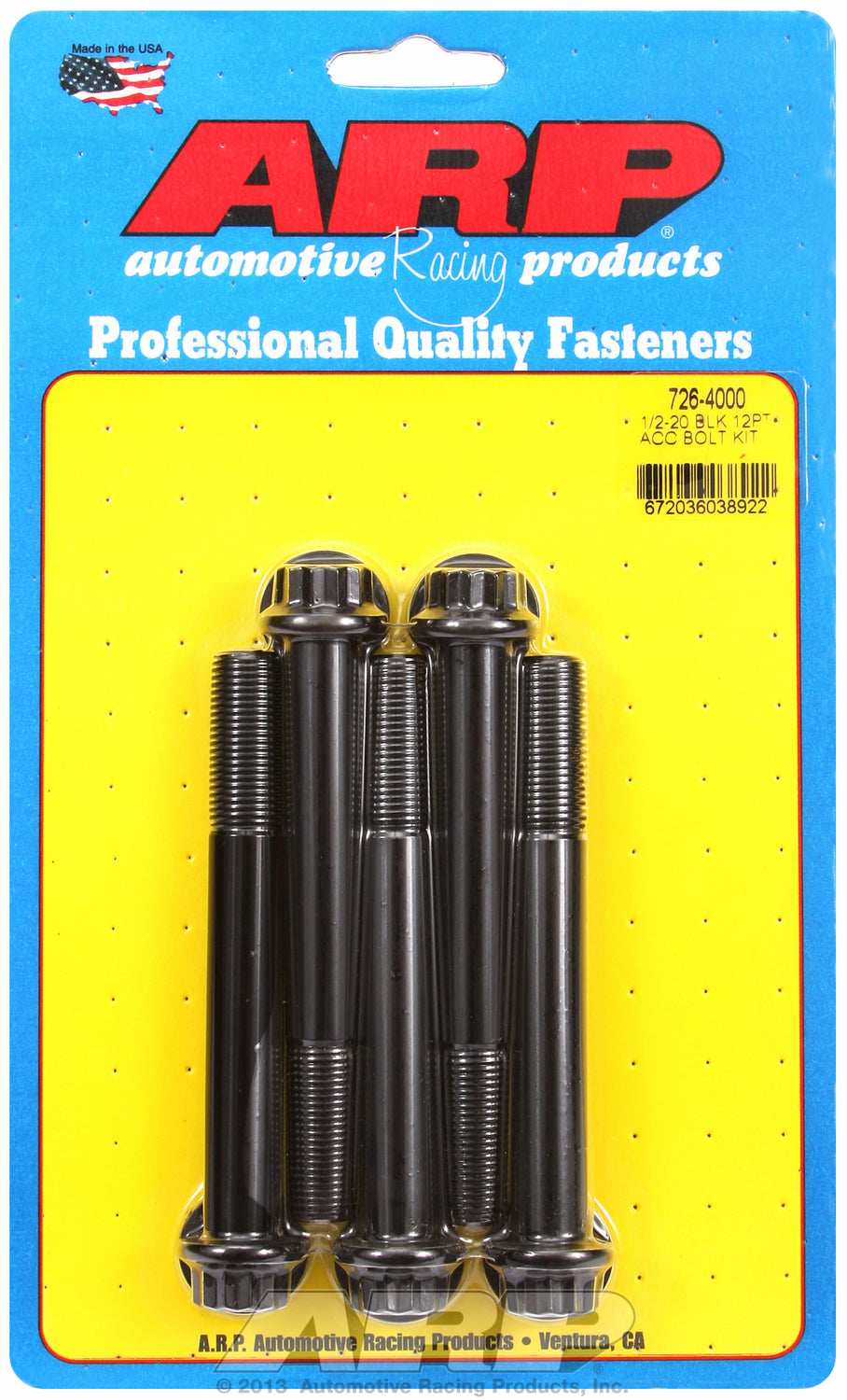 1/2-20 x 4.000 12pt black oxide bolts