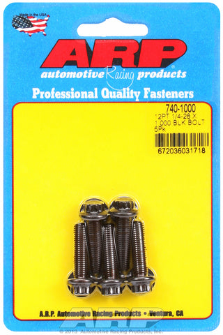 1/4-28 x 1.000 12pt black oxide bolts