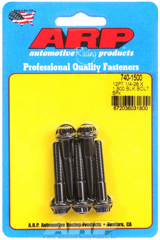 1/4-28 x 1.500 12pt black oxide bolts