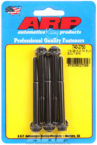 1/4-28 x 2.750 12pt black oxide bolts