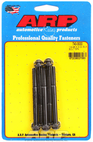 1/4-28 x 3.000 12pt black oxide bolts