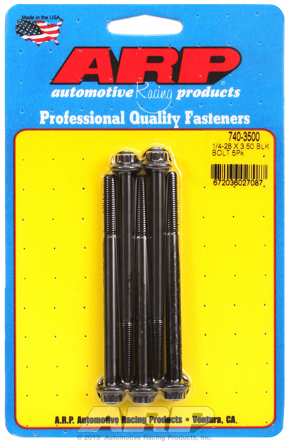 1/4-28 x 3.500 12pt black oxide bolts