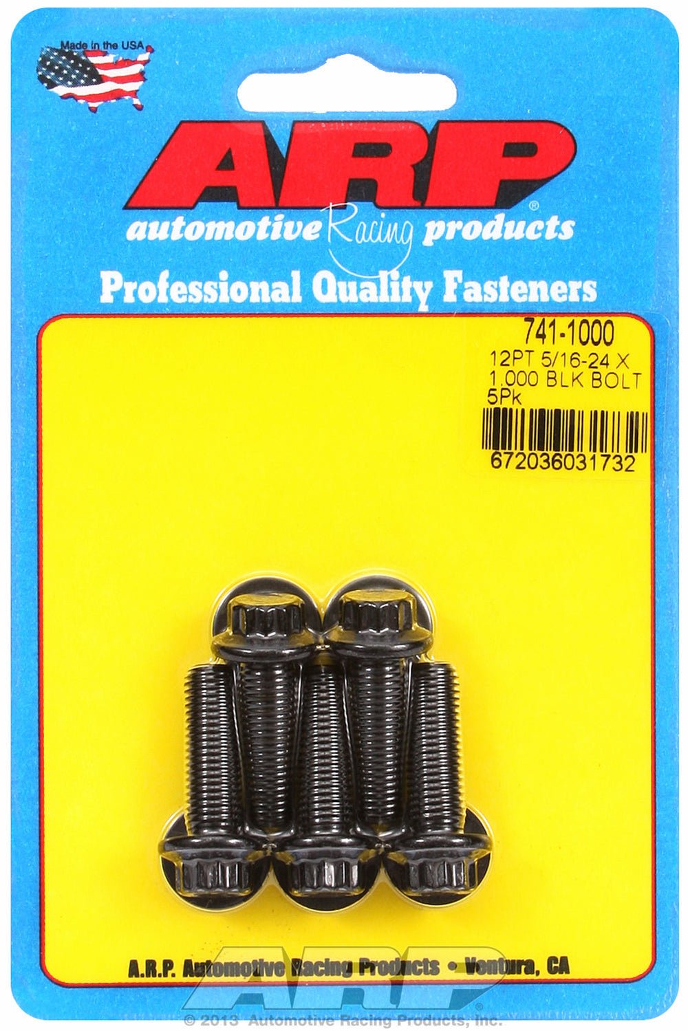 5/16-24 x 1.000 12pt black oxide bolts