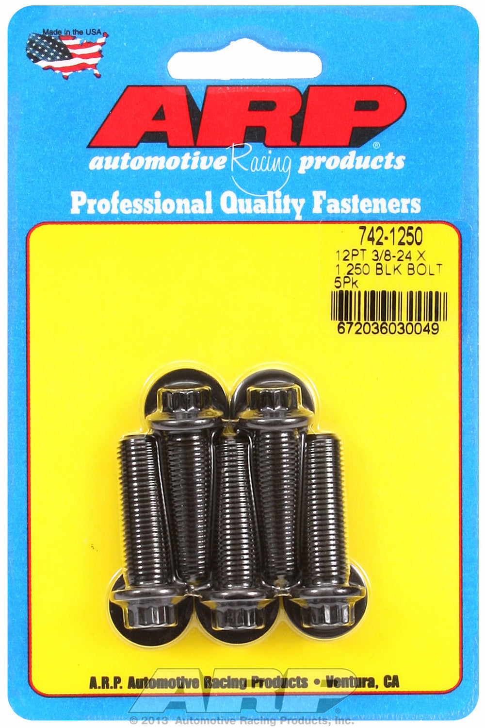 3/8-24 x 1.250 12pt black oxide bolts