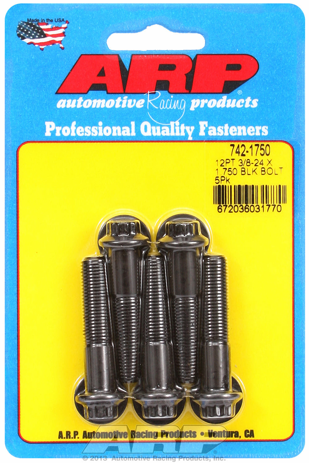 3/8-24 x 1.750 12pt black oxide bolts