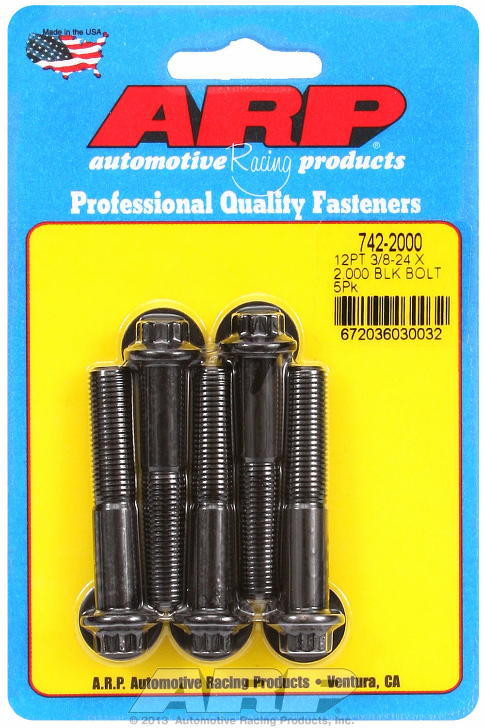 3/8-24 x 2.000 12pt black oxide bolts