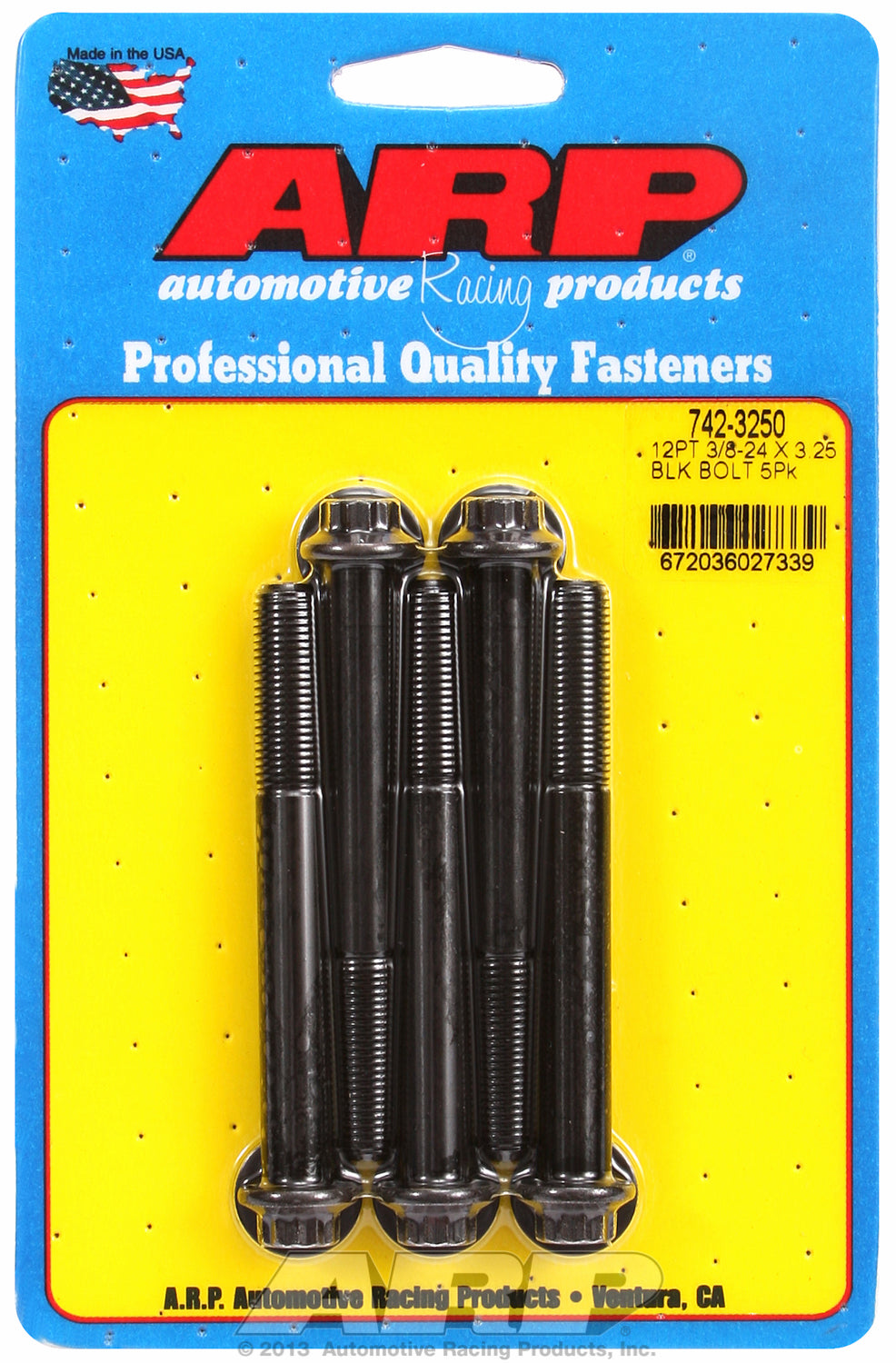 3/8-24 x 3.250 12pt black oxide bolts