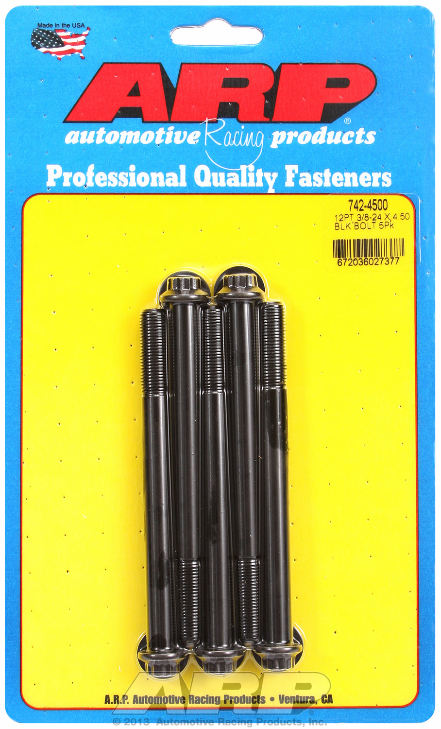 3/8-24 x 4.500 12pt black oxide bolts
