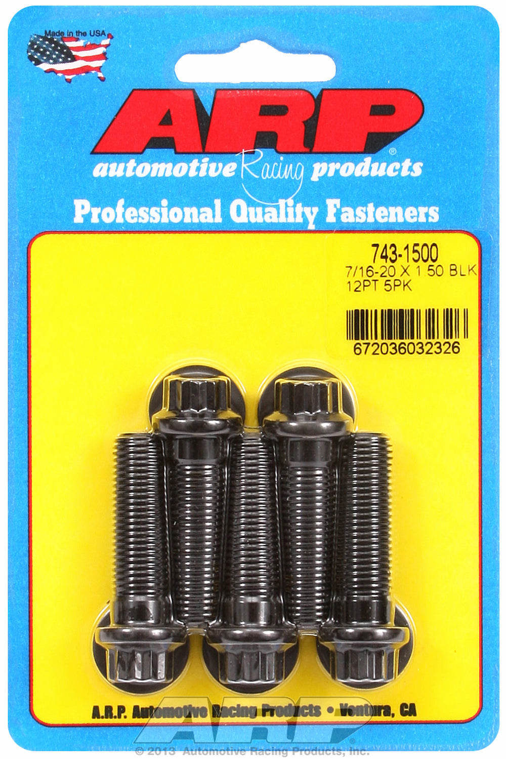 7/16-20 x 1.500 12pt black oxide bolts