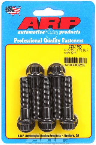 7/16-20 x 1.750 12pt black oxide bolts