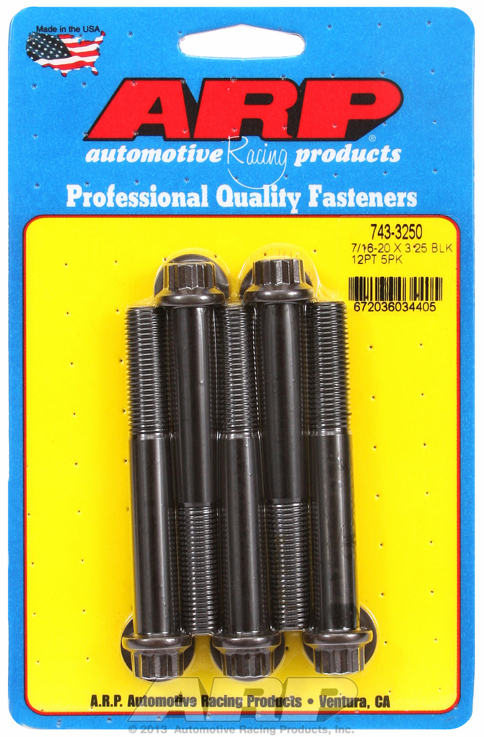 7/16-20 x 3.250 12pt black oxide bolts