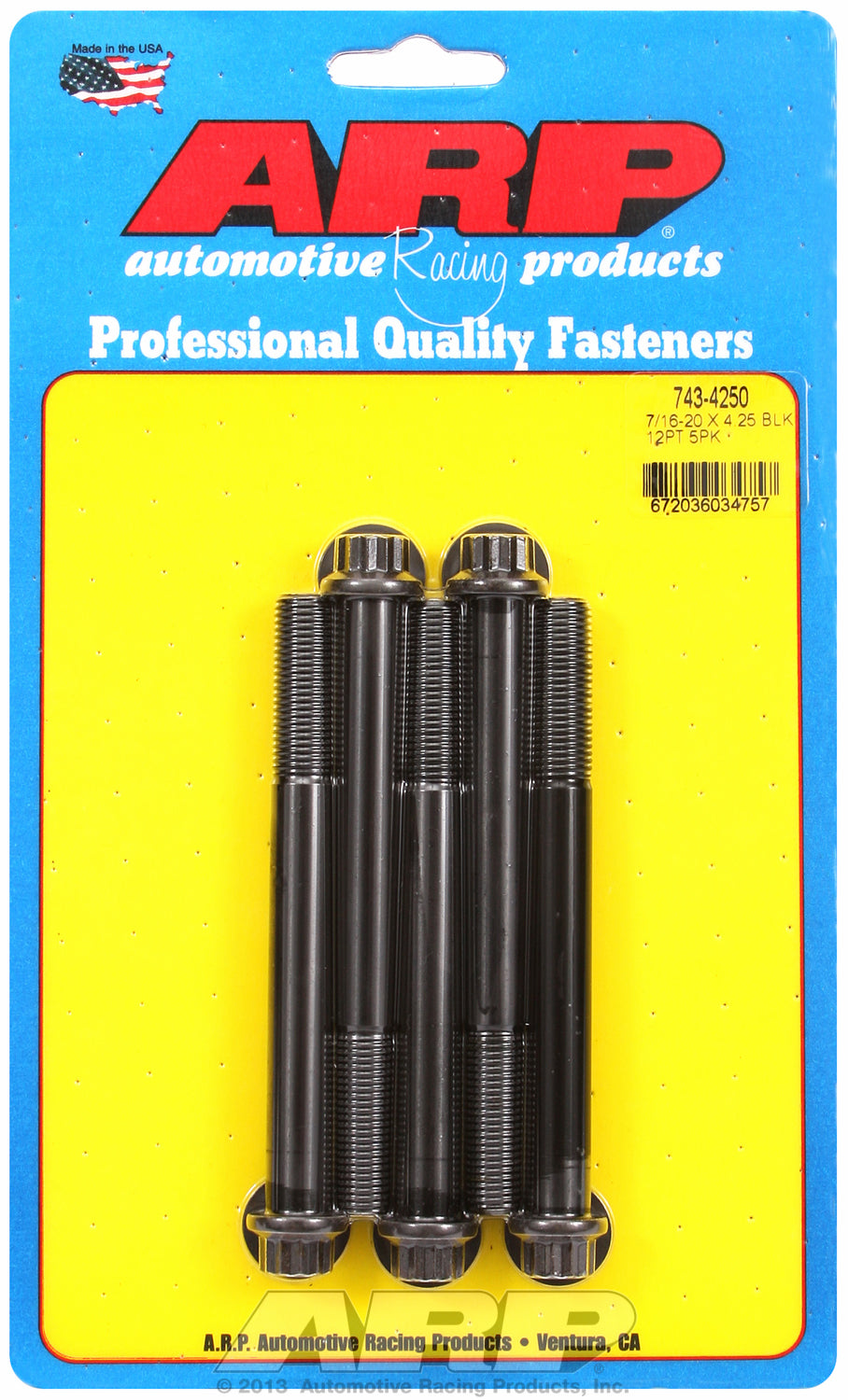 7/16-20 x 4.250 12pt black oxide bolts