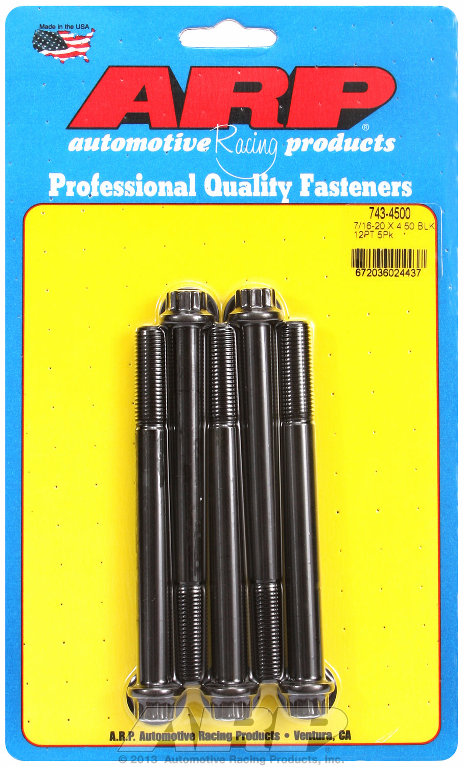 7/16-20 x 4.500 12pt black oxide bolts