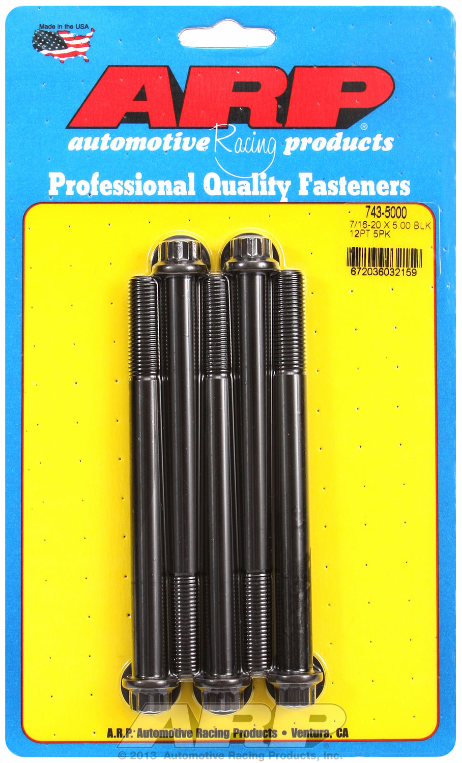 7/16-20 x 5.000 12pt black oxide bolts