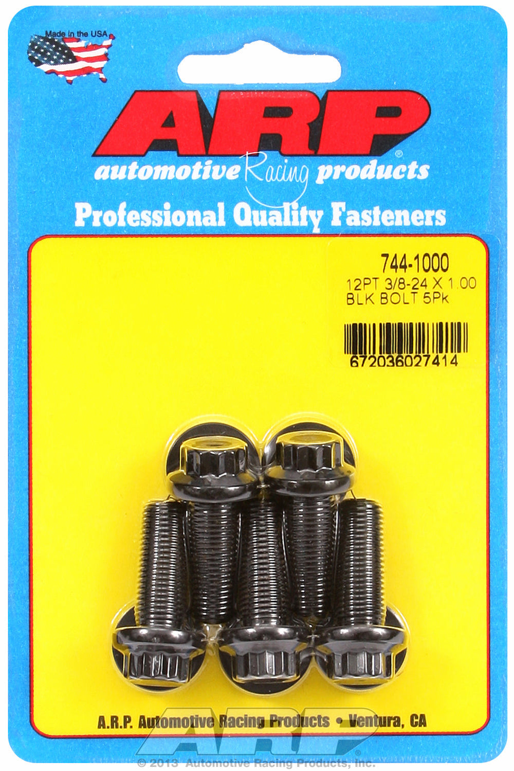 3/8-24 x 1.000 12pt 7/16 wrenching black oxide bolts