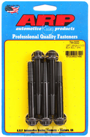 3/8-24 x 3.000 12pt 7/16 wrenching black oxide bolts