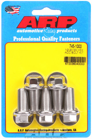 1/2-20 x 1.000 hex SS bolts