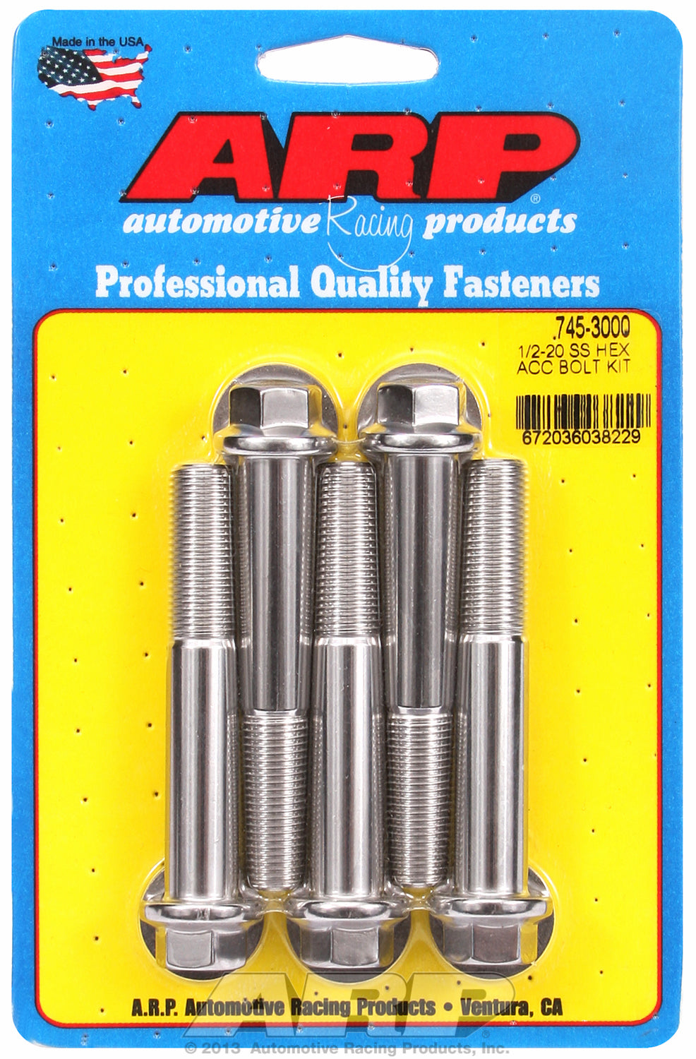 1/2-20 x 3.000 hex SS bolts