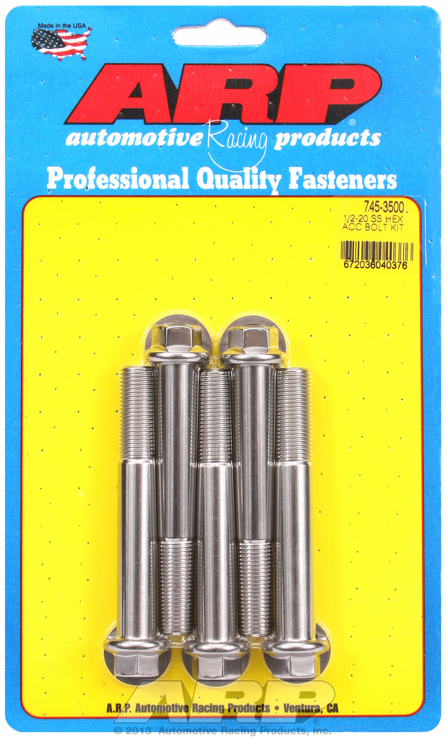 1/2-20 x 3.500 hex SS bolts