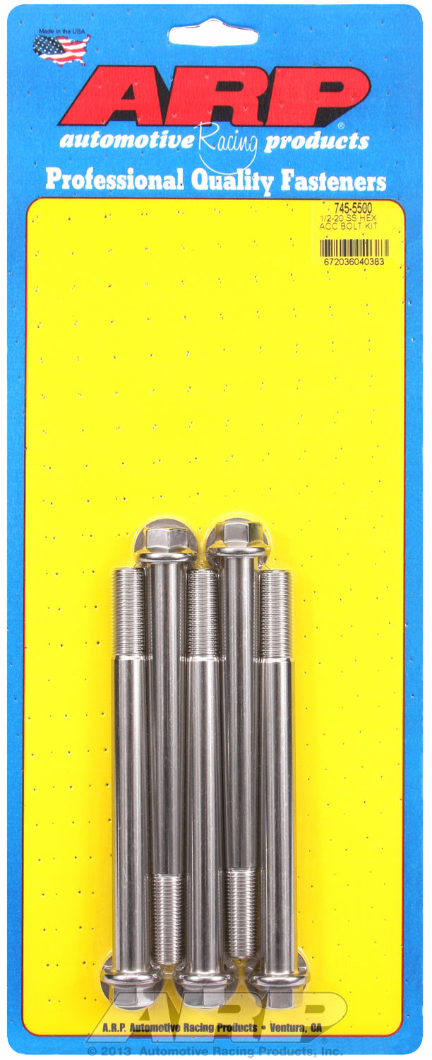 1/2-20 x 5.500 hex SS bolts